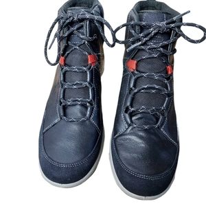 Ecco Black Ankle Boots with Red Accents